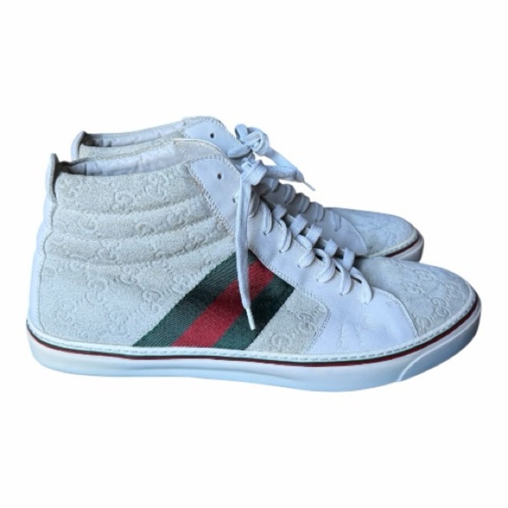 Gucci White High-Tops with Green and Red Stripes - Picture 3 of 7